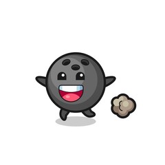 the happy bowling ball cartoon with running pose