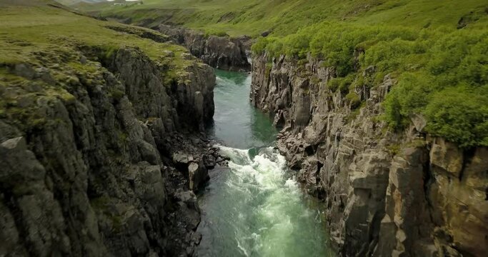 Iceland landscape beautiful river Aerial view
drone view from east Iceland landscape freen field with river, February 2021
