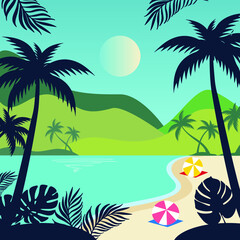 Tropical summer beach illustration vector 