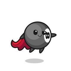 cute 8 ball billiard superhero character is flying