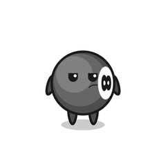 cute 8 ball billiard character with suspicious expression