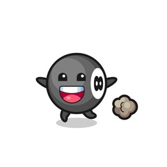 the happy 8 ball billiard cartoon with running pose
