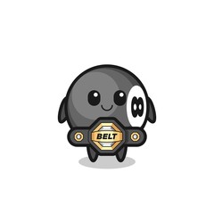 the MMA fighter 8 ball billiard mascot with a belt