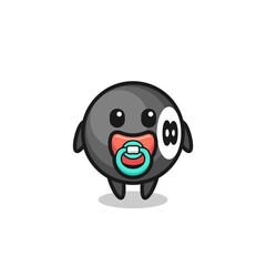 baby 8 ball billiard cartoon character with pacifier