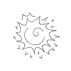 Hand-drawn sun, big bright star, center of the system. Doodle style, simple minimalist drawing. Fantasy cosmic luminary, line art.Isolated.Vector illustration.