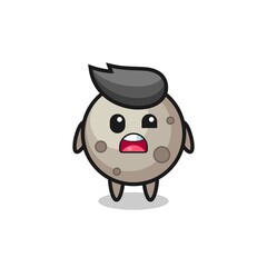 the shocked face of the cute moon mascot