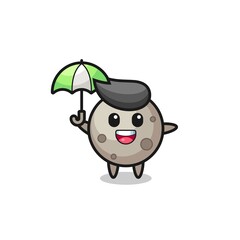 cute moon illustration holding an umbrella