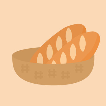 recommend clip art: シンプルでかわいいフランスパンのイラスト フラットデザイン