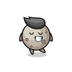 moon cartoon illustration with a shy expression