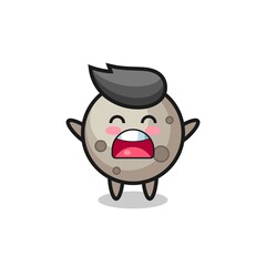 cute moon mascot with a yawn expression