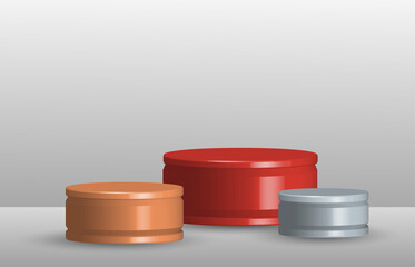 Abstract show case of stage podium 3d rendering design of ranking stagement. Overlapping with shade of shadow design pattern background. illustration vector