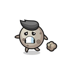 Obraz premium illustration of the moon running in fear