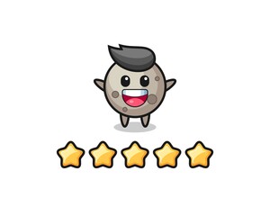 the illustration of customer best rating, moon cute character with 5 stars
