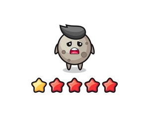 the illustration of customer bad rating, moon cute character with 1 star