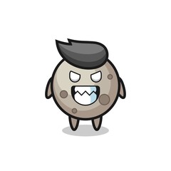 evil expression of the moon cute mascot character