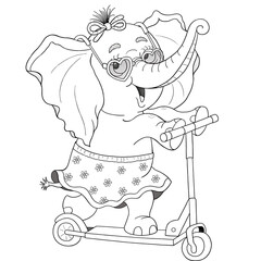 Cute baby elephant. Character design. Greeting card, poster, coloring page. Cute and funny cartoon characters isolated on white background