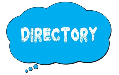 DIRECTORY text written on a blue thought bubble.