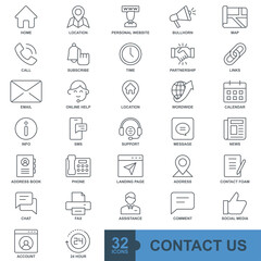 Contact us minimal thin line, solid, glyph, color, web icon set. Outline icons collection. Simple vector illustration.