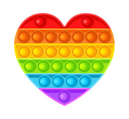 Pop It fidget heart. Antistress. Toy icon, trend. Vector illustration isolated on white background.