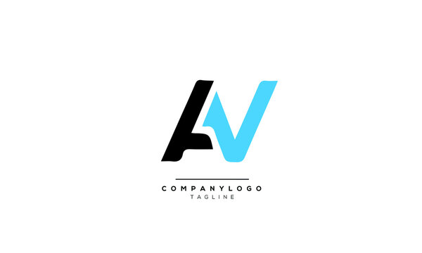 Metal blue alphabet letter av a v logo company Vector Image