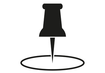 Icono negro de chincheta en fondo blanco.