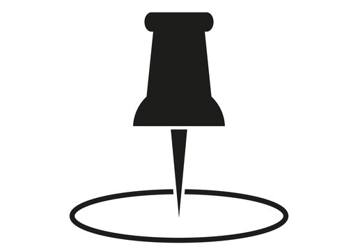 Icono negro de chincheta en fondo blanco.