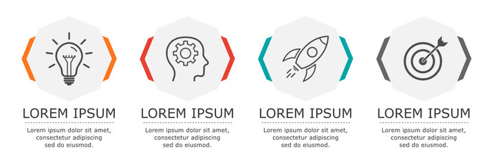 Business infographic Vector with 4 steps. Used for presentation,information,education,connection,marketing, project,strategy,technology,learn,brainstorm,creative,growth,abstract,stairs,idea,text,work.
