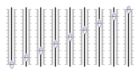 Schieberegler in verschiedenen Einstellungen, Mischpult
