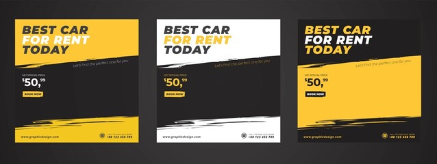 Car rental promotion social media post banner template