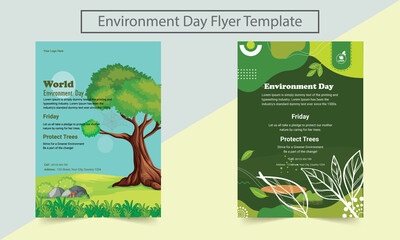 World environment day concept with green trees. Design for flyers, web banners, posters, cards. Vector illustration.