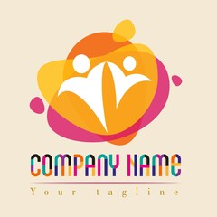 Logo family hand to hand colorfull abstract