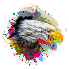  eagle head with eyeglasses and creative abstract elements on colorful background