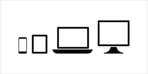 Collection of Desktop computer , laptop tablet and Smartphone icons vector illustration color editable eps 10