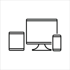 Collection of Desktop computer , laptop tablet and Smartphone icons vector illustration color editable eps 10