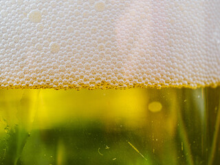 Close up of beer froth