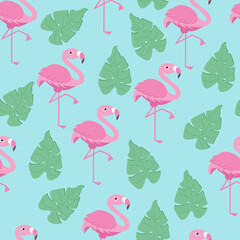Pink flamingo seamless pattern vector illustration. Perfect for textiles, background, Gift paper.