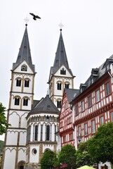 Bell towers of the old cathedral of Boppard, Germany