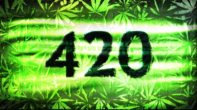 Marijuana Cannabis Grunge Flag 420 - Dark - Item is perfect as a backstage video or vj-loop for jungle events, rastafarian jam session, Reggae bars' parties and Bob Marley's music.