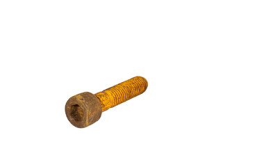 Fototapeta na wymiar Old and rusty socket head screws are placed on a white background. Clipping path.