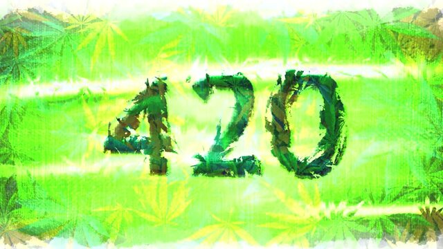 Marijuana Cannabis Grunge Flag 420 - Light - Item is perfect as a backstage video or vj-loop for jungle events, rastafarian jam session, Reggae bars' parties and Bob Marley's music.