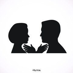 man and woman faces vector profiles