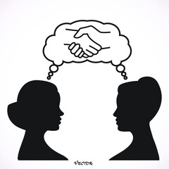 Girlfriends, two women, talking to each other, speech bubbles,  Icon Isolated on White Background.