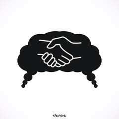 Business people meeting, handshake speech bubbles. Vector illustration. Icon Isolated on White Background.