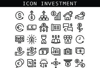 Media Icons Investment line style, for website and application