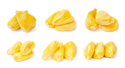 Collection of ripe Jackfruit isolated on white background