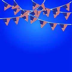 United States of America flag and bunting decoration for poster design illustration vector