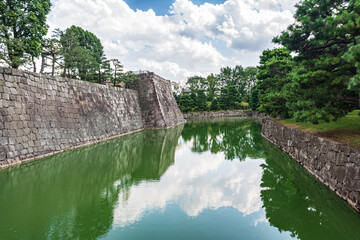 Fototapeta premium The inner walls and moat around the Nijo Castle in Kyoto, Japan 