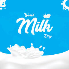 World Milk Day Poster. Illustration of Milk with vector background