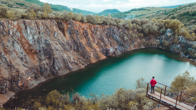 Aerial view of Lake Benatina in Slovakia