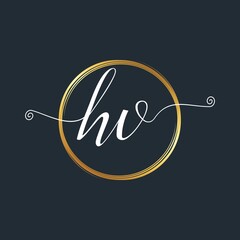 HV Initial Letter handwriting stylish Logo designs Symbol